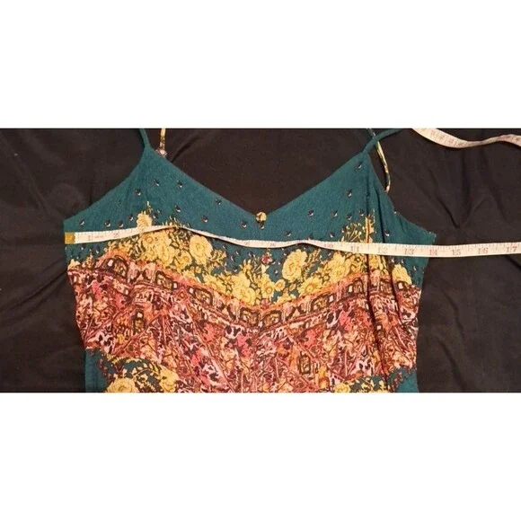 Free People Morning Song Button Front Floral Print Maxi Dress Teal Small - Picture 9 of 14